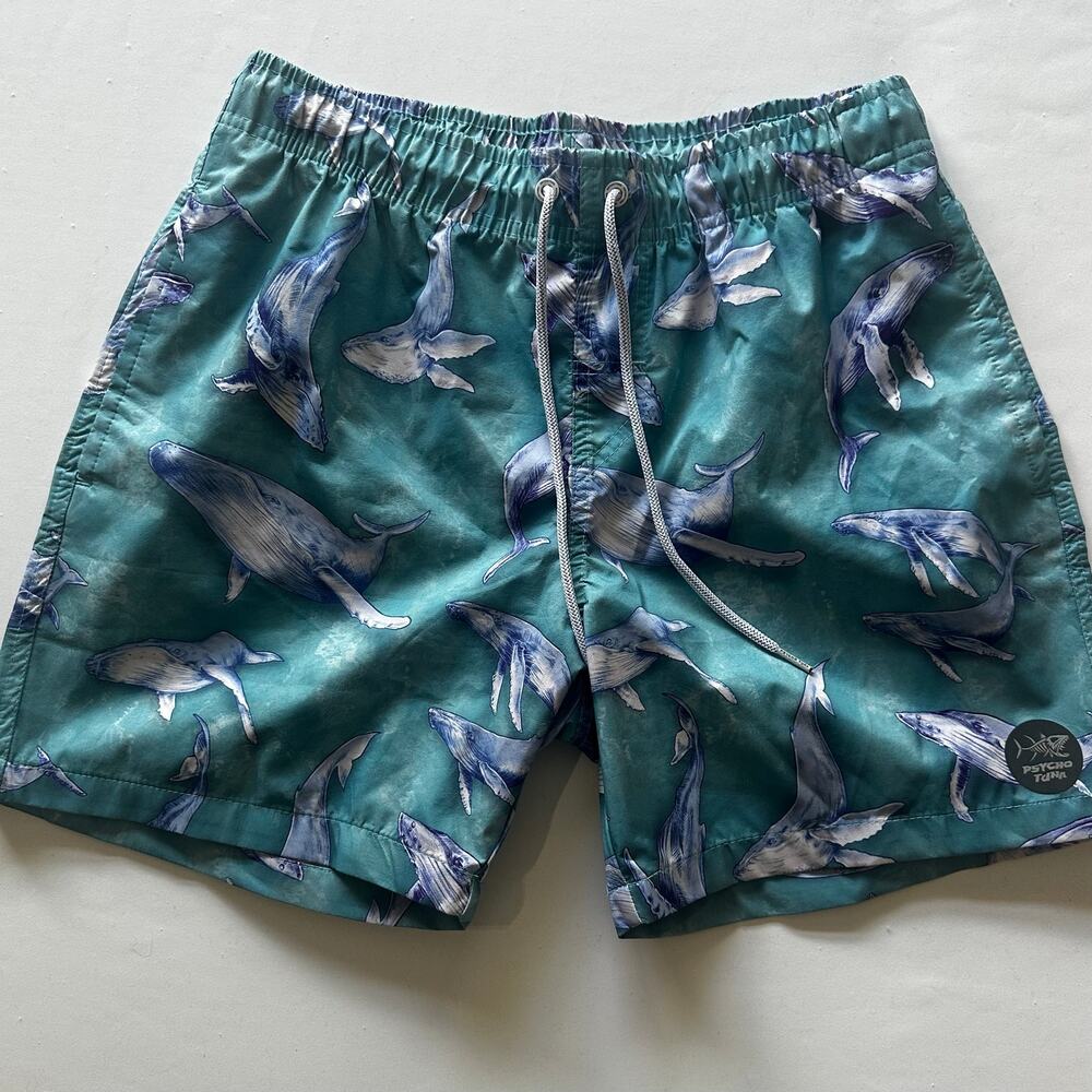 Psycho Tuna Whales Swim Trunks MEDIUM